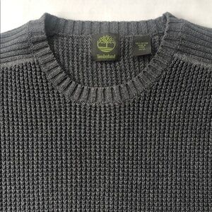 Timberland Men’s Waffle Knit Chunky Cotton Crewneck Sweater Size M Gray